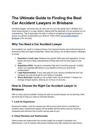 Motor Vehicle Accident Lawyers Brisbane