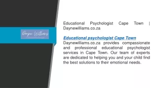 Educational Psychologist Cape Town  Daynewilliams.co.za