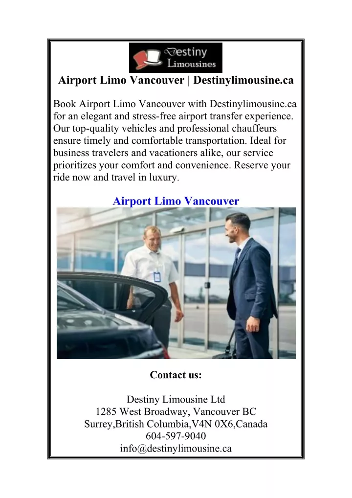 airport limo vancouver destinylimousine ca