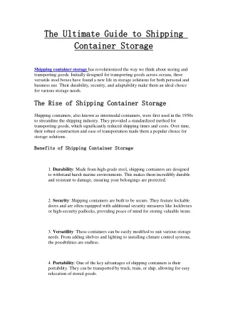 Shipping Container Storage