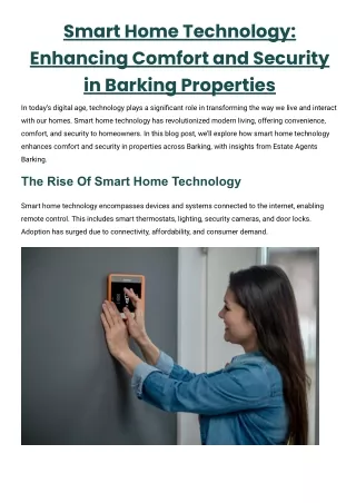 Estate Agents Barking - Smart Home Technology_ Enhancing Comfort and Security in Barking Properties