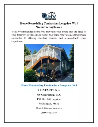 Home Remodeling Contractors Longview Wa  Nvcontractingllc