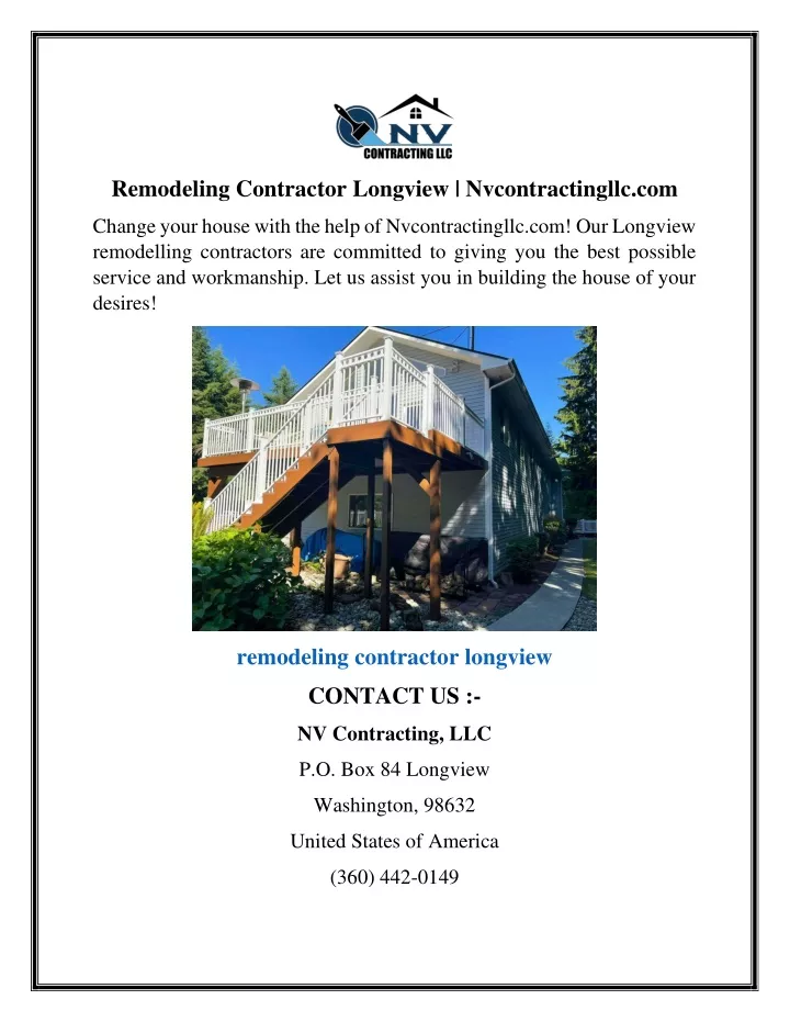 remodeling contractor longview nvcontractingllc