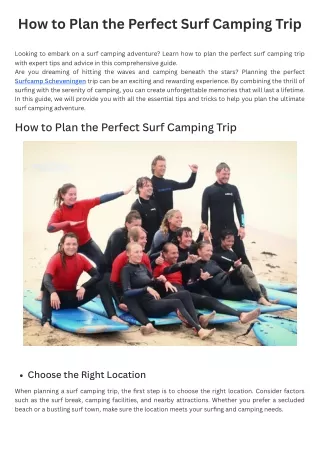 How to Plan the Perfect Surf Camping Trip
