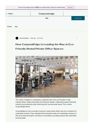 How CorporatEdge is Leading the Way in Eco-Friendly Rental Private Office Spaces