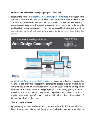 Coimbatore’s Top Website design Agency in Coimbatore