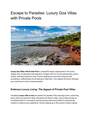 Luxury Goa Villas with Private Pool: Your Dream Holiday Awaits