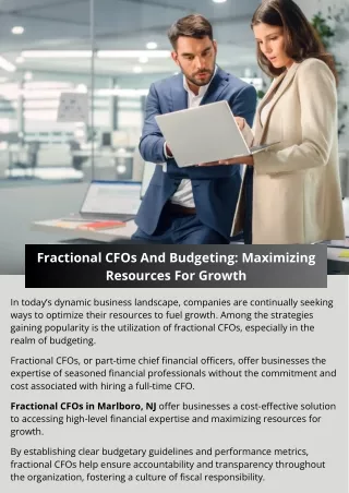Fractional CFOs And Budgeting: Maximizing Resources For Growth
