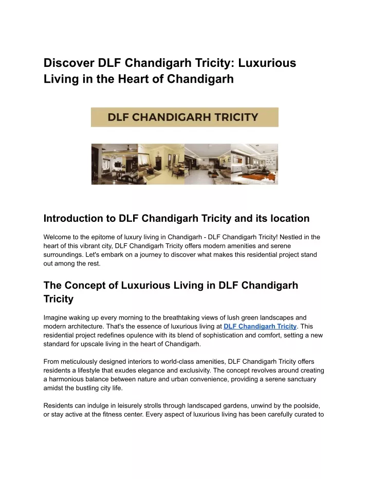 discover dlf chandigarh tricity luxurious living