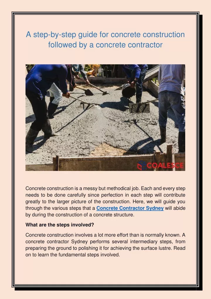 a step by step guide for concrete construction