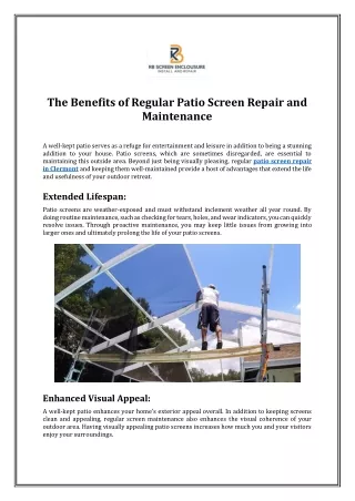 The Benefits of Regular Patio Screen Repair and Maintenance