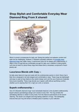 Shop Stylish and Comfortable Everyday Wear Diamond Ring From X shaneli