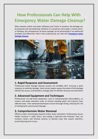 How Professionals Can Help With Emergency Water Damage Cleanup?