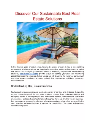 Discover Our Sustainable Best Real Estate Solutions