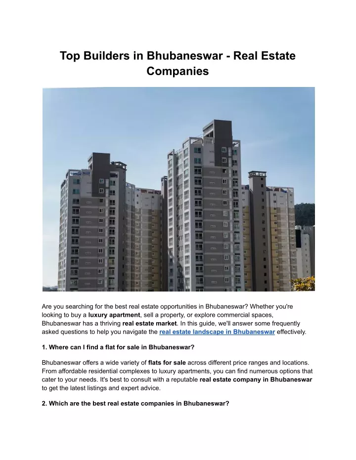 top builders in bhubaneswar real estate companies