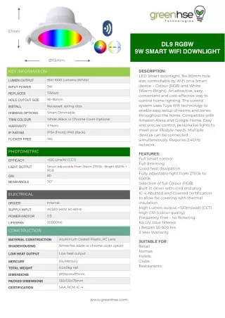 9W RGBW LED Downlight in Perth By Greenhse Technologies
