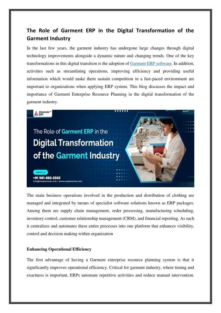 the role of garment erp in the digital