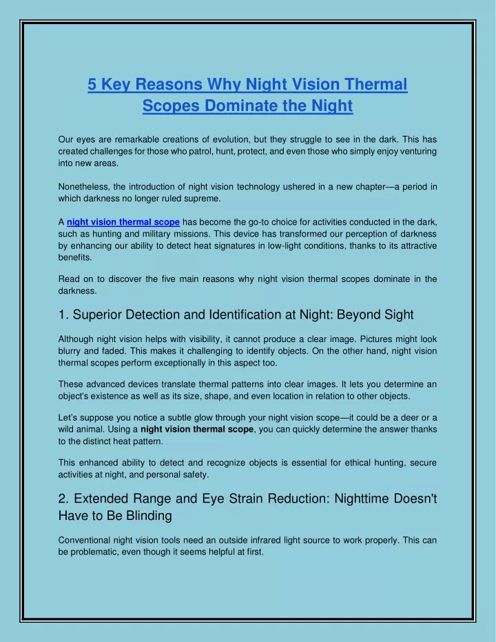 5 key reasons why night vision thermal scopes