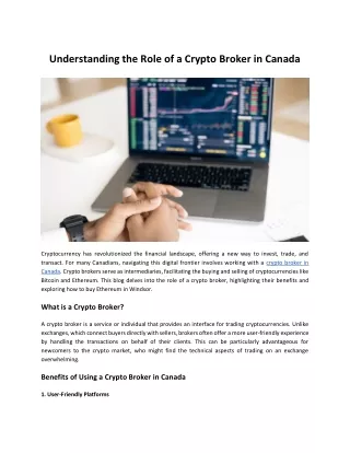 Understanding the Role of a Crypto Broker in Canada