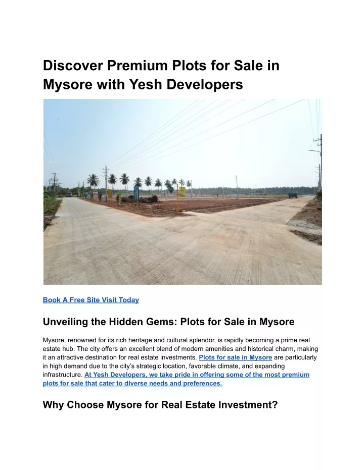 discover premium plots for sale in mysore with