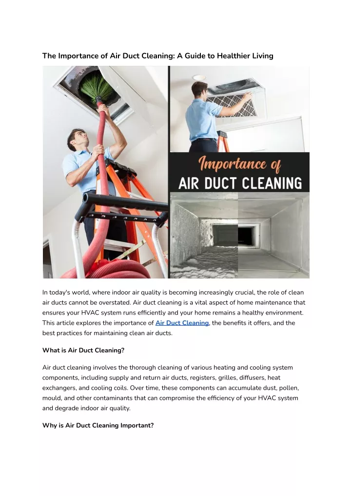 the importance of air duct cleaning a guide