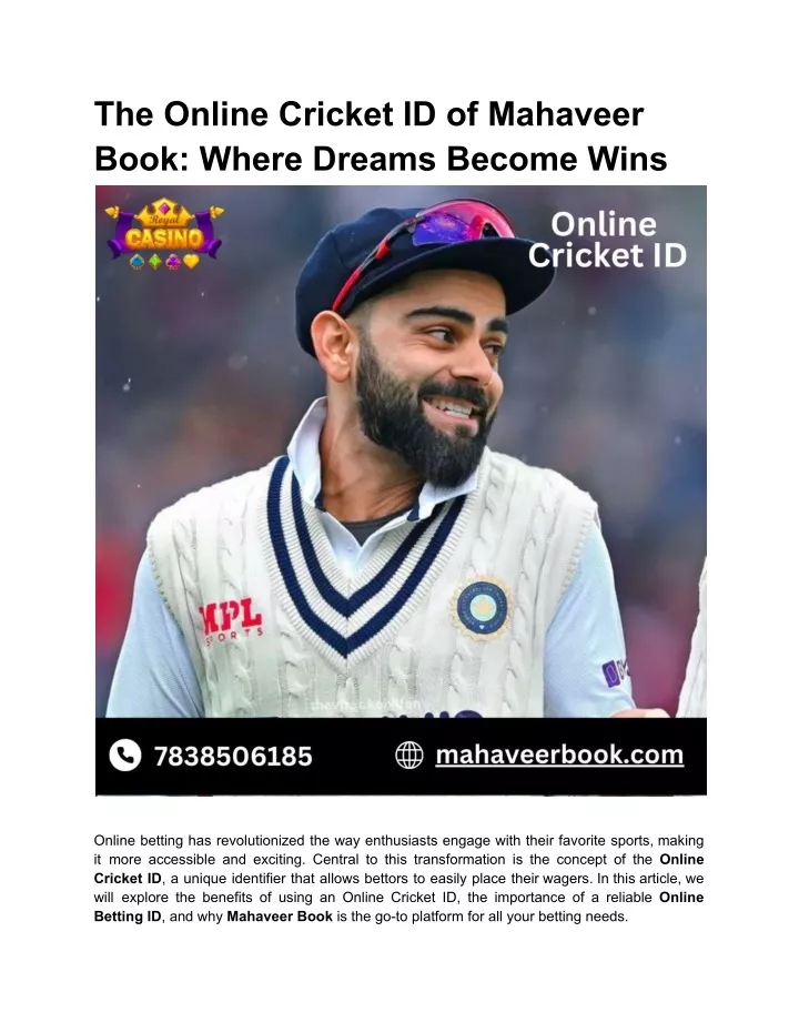 the online cricket id of mahaveer book where