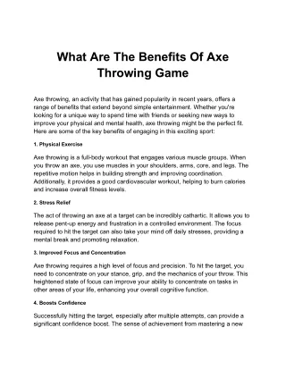 What Are The Benefits Of Axe Throwing Game