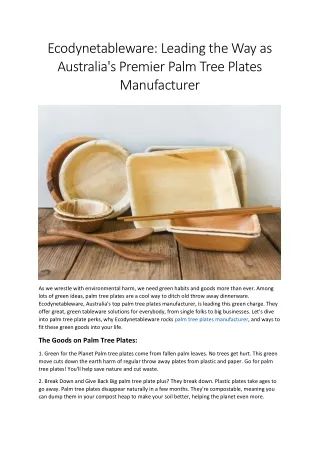 ecodynetableware leading the way as australia