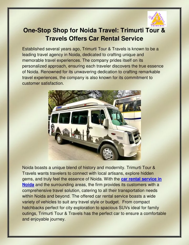 one stop shop for noida travel trimurti tour