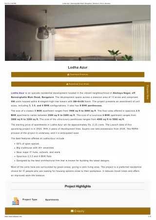 Elegant Luxury Plots is launched in Bangalore at Lodha Azur