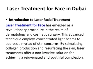 Laser Treatment for Face in Dubai