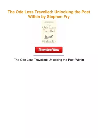The Ode Less Travelled: Unlocking the Poet Within by Stephen Fry
