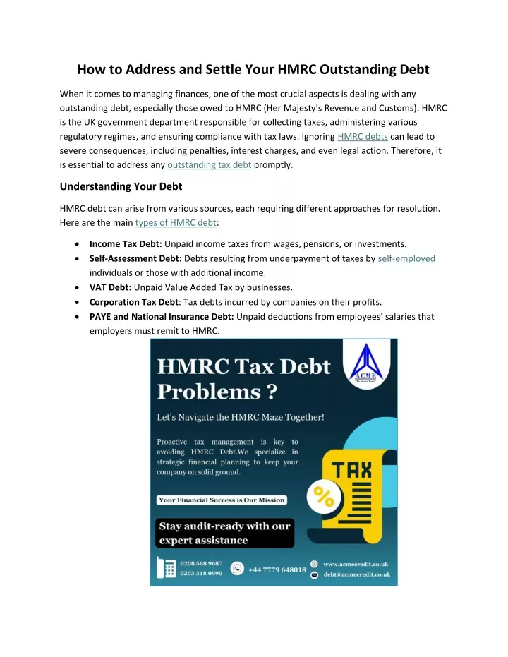 how to address and settle your hmrc outstanding