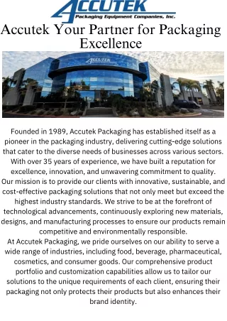Innovative Packaging Solutions by Accutek