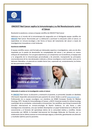 oncocit red cancer explica la inmunoterapia