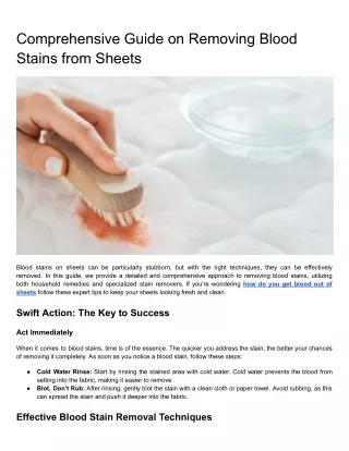 Comprehensive Guide on Removing Blood Stains from Sheets