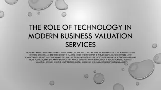 The Role of Technology in Modern Business Valuation Services