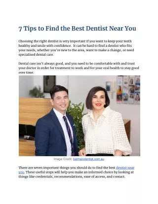 7 Tips to Find the Best Dentist Near You