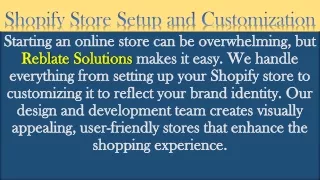 shopify store setup and customization