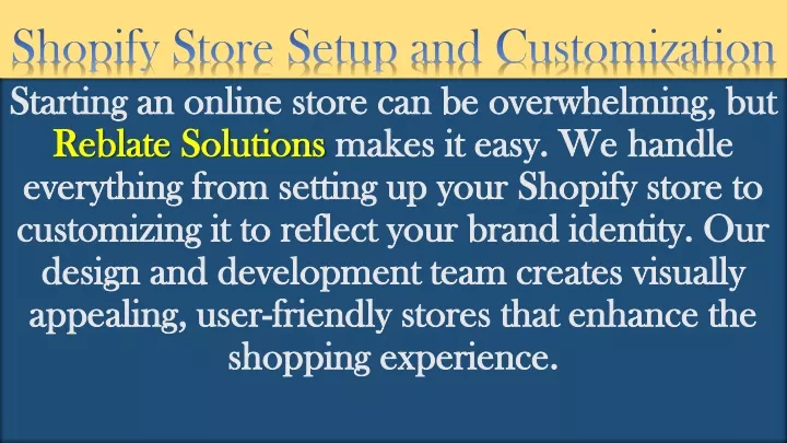 shopify store setup and customization