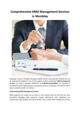 Comprehensive HMO Management Services in Wembley-TridentGuaranteedRent