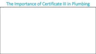 The Importance of Certificate III in Plumbing