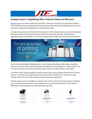 Desktop Copiers: Enhancing Office Efficiency and Convenience