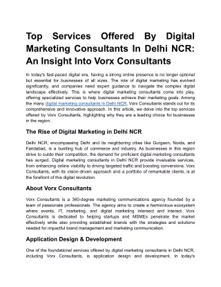 Top Services Offered by Digital Marketing Consultants in Delhi NCR_ An Insight into Vorx Consultants