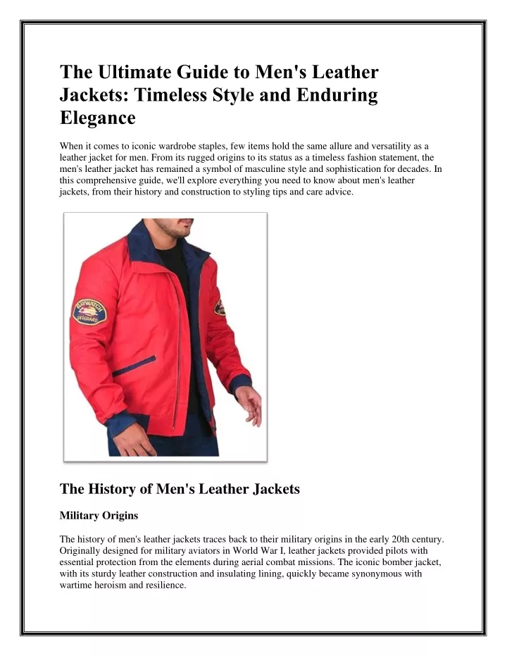 the ultimate guide to men s leather jackets