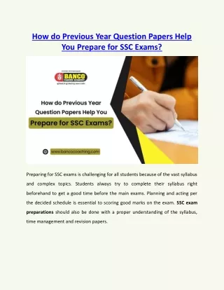 How do Previous Year Question Papers Help You Prepare for SSC Exams