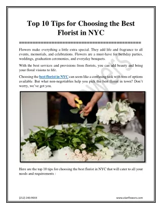 Top 10 Tips for Choosing the Best Florist in NYC
