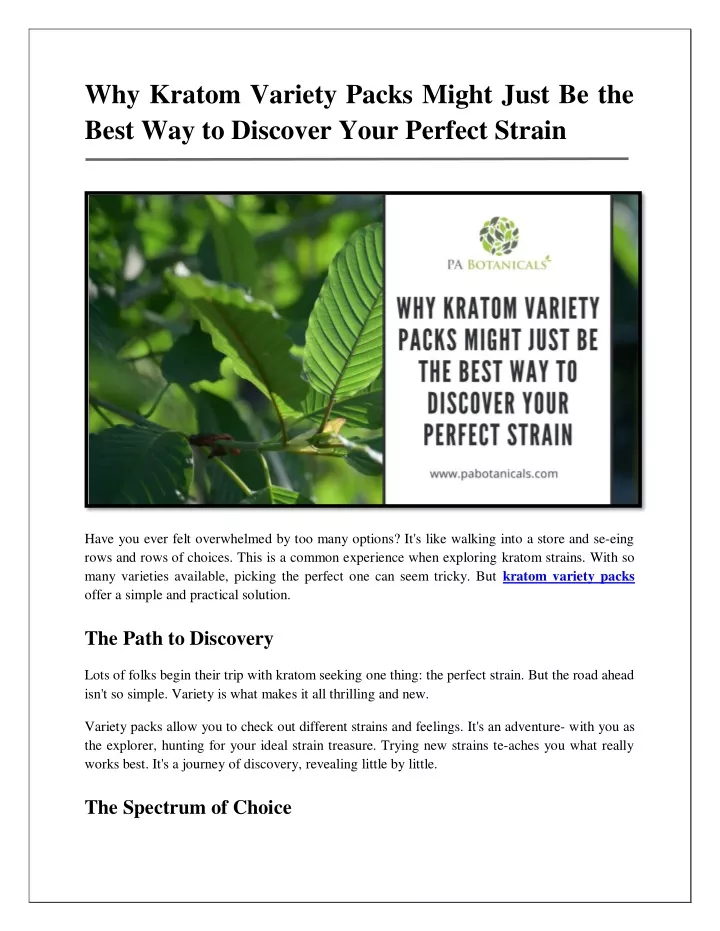 why kratom variety packs might just be the best