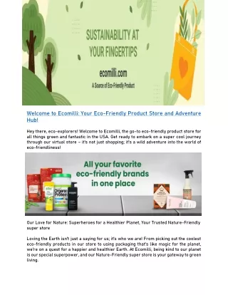 welcome to ecomilli your eco friendly product