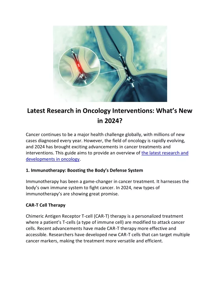 latest research in oncology interventions what